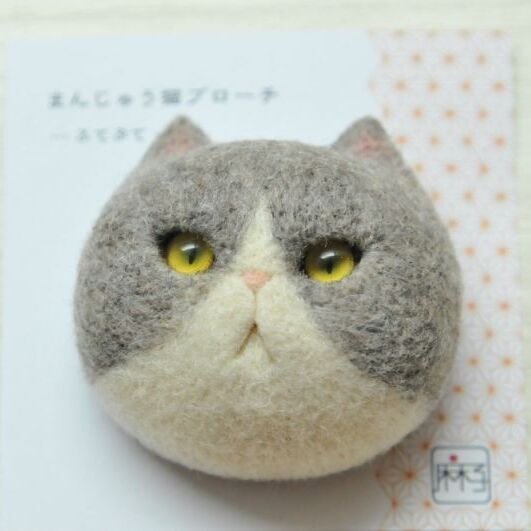 まんじゅう猫ブローチ-1【麻子】＜にゃん太通販＞