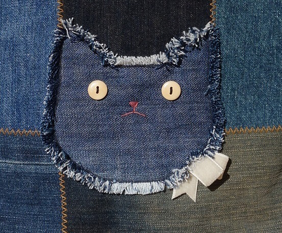 猫デニムトートバッグ